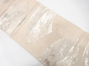 地紙に菊・梅・竹笹模様織り出し　袋帯